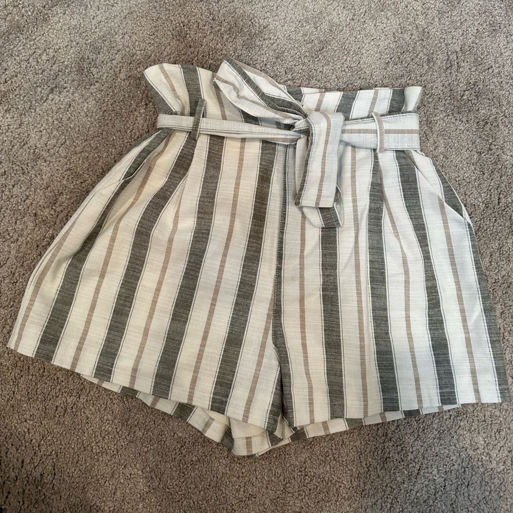 Aqua high waisted paper bag belted shorts. Never worn but no tags. Size small.